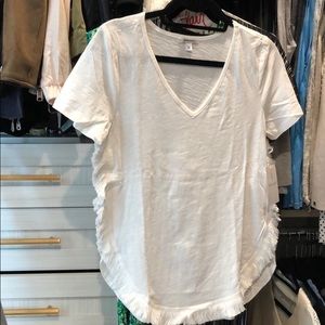 Stella & Dot Sloan Knit Fringe White Top V-Neck XS